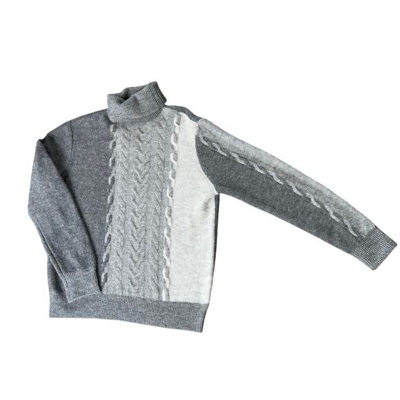 Paisley & Gray Gray Turtleneck Sweater  Slim Fit Men’s Cable Knit Pullover Sz L - Picture 3 of 8